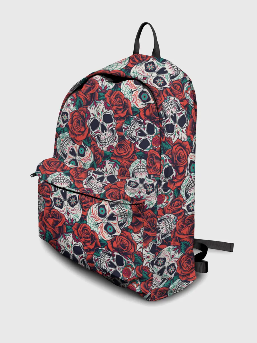 Рюкзак джинсовый / Тату черепа и розы