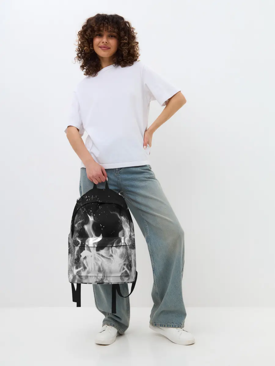 Рюкзак джинсовый / ЧЕРНО БЕЛЫЙ ОГОНЬ