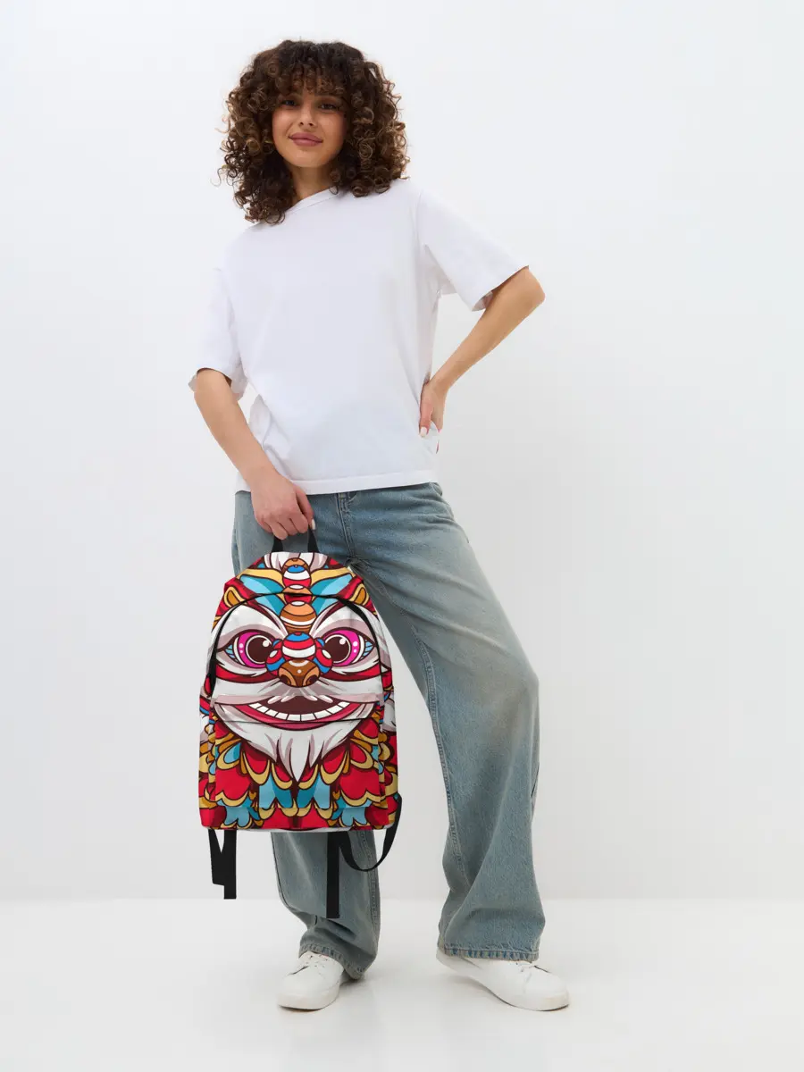 Рюкзак джинсовый / Морда Азиатского Льва