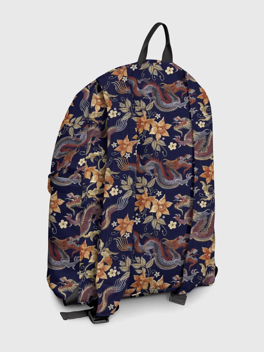 Рюкзак джинсовый / Драконы и цветы