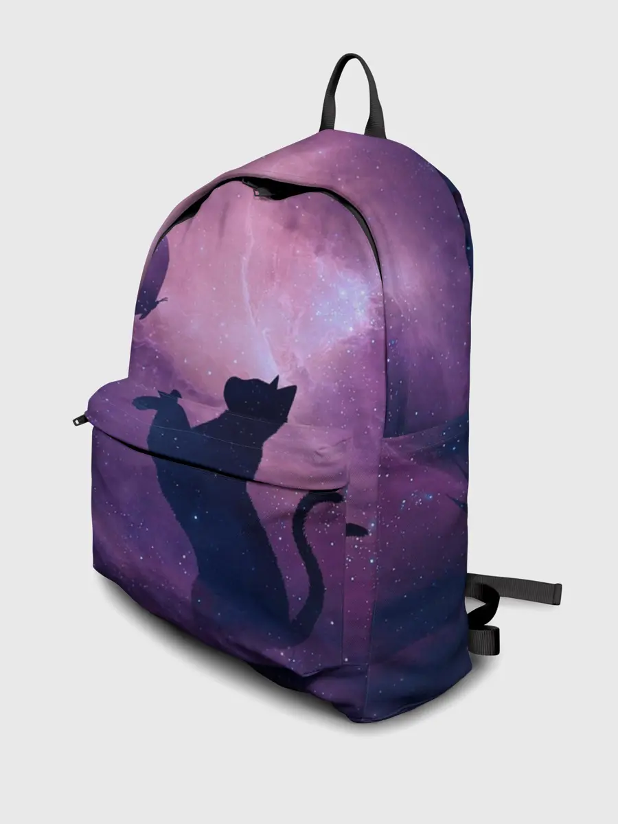 Рюкзак джинсовый / Кошка играет с бабочкой