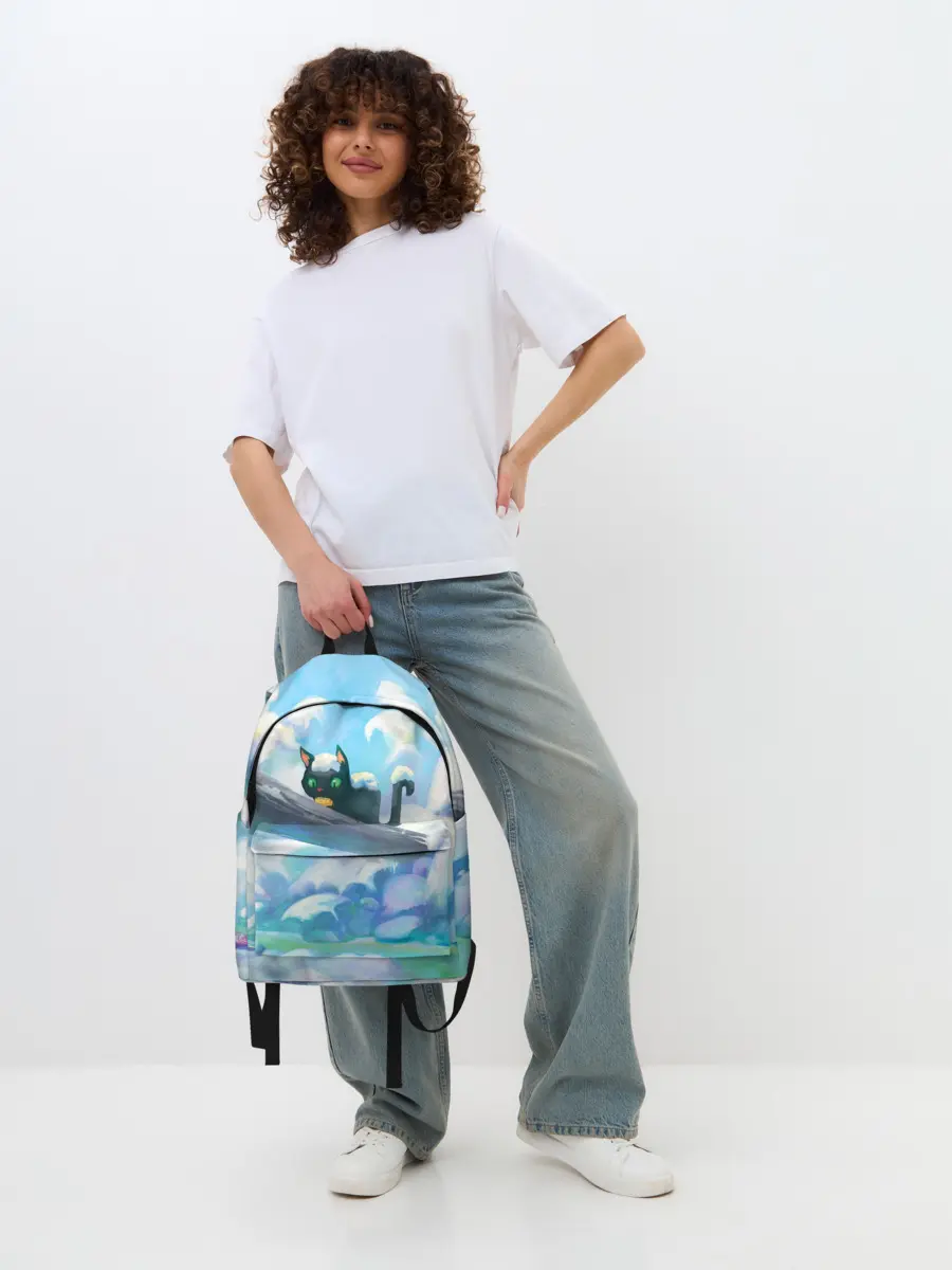 Рюкзак джинсовый / Снежный котенок