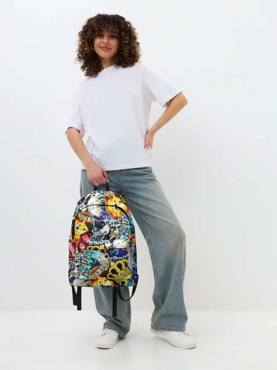 Рюкзак джинсовый / CS GO STICKERBOMBING