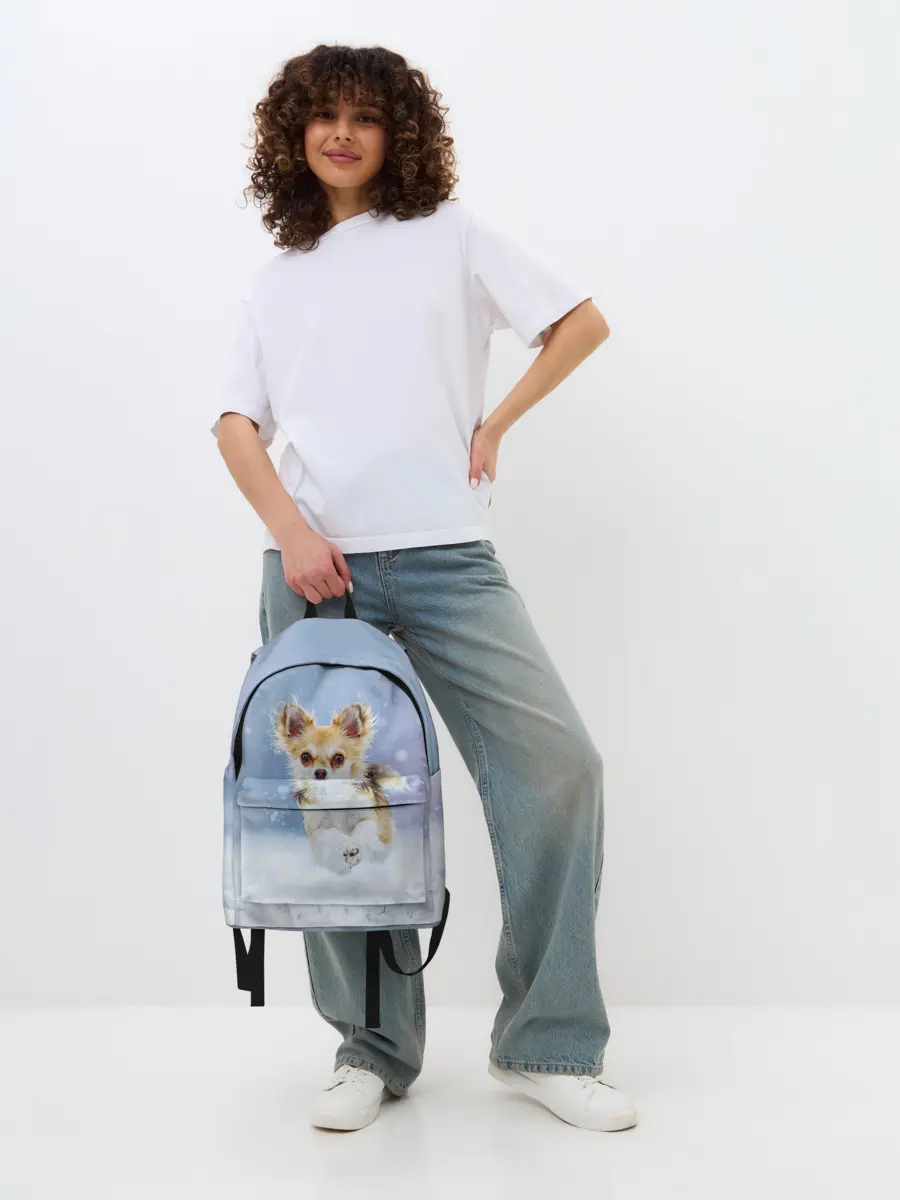 Рюкзак джинсовый / Чихуахуа в снегу