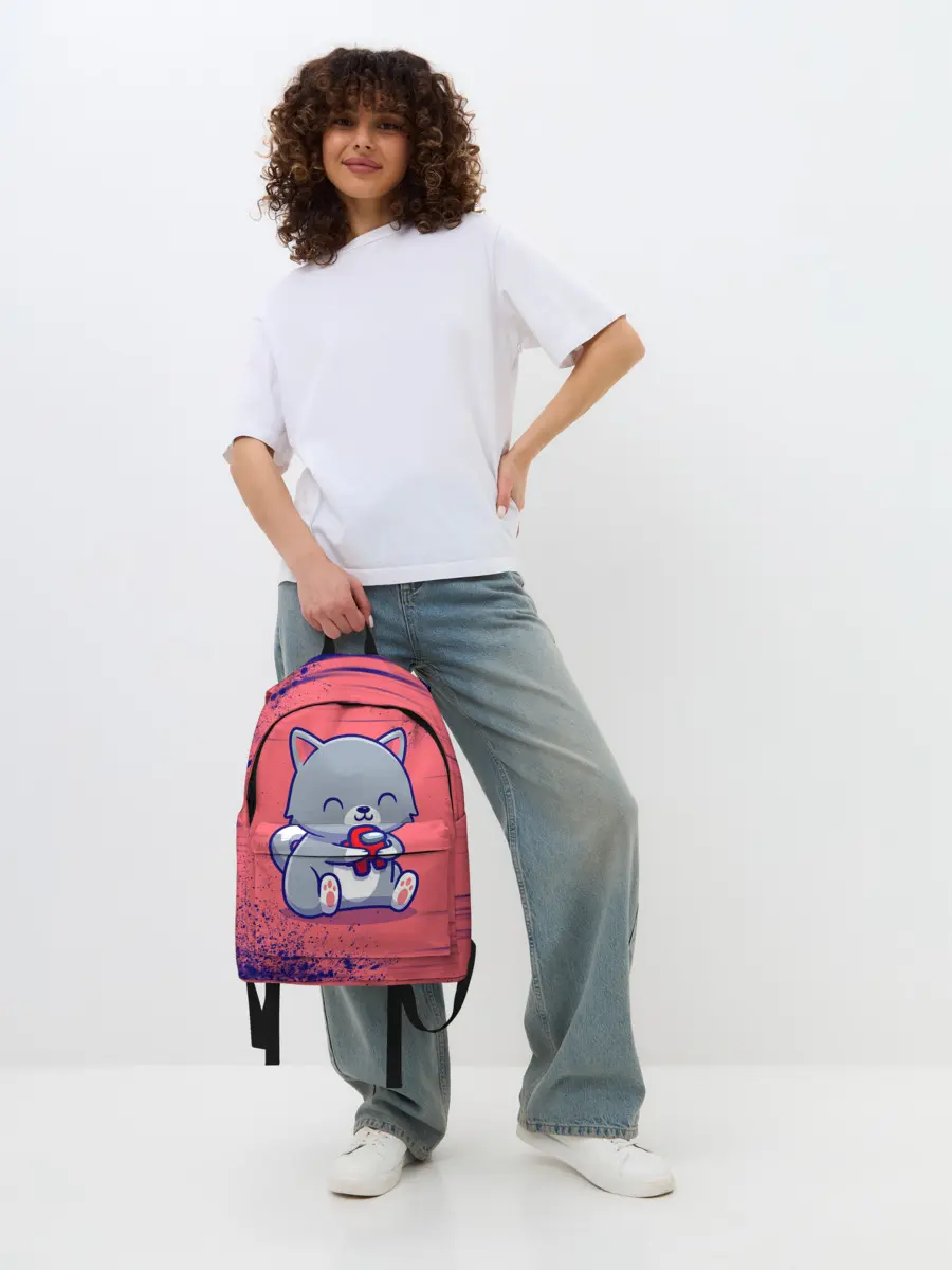 Рюкзак джинсовый / AMONG US - С КОТИКОМ