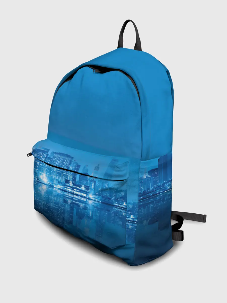 Рюкзак джинсовый / вид на ночной мегаполис