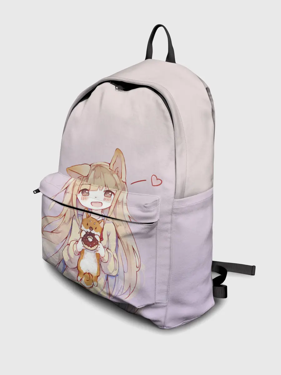 Рюкзак джинсовый / малышка чиби пончик лис