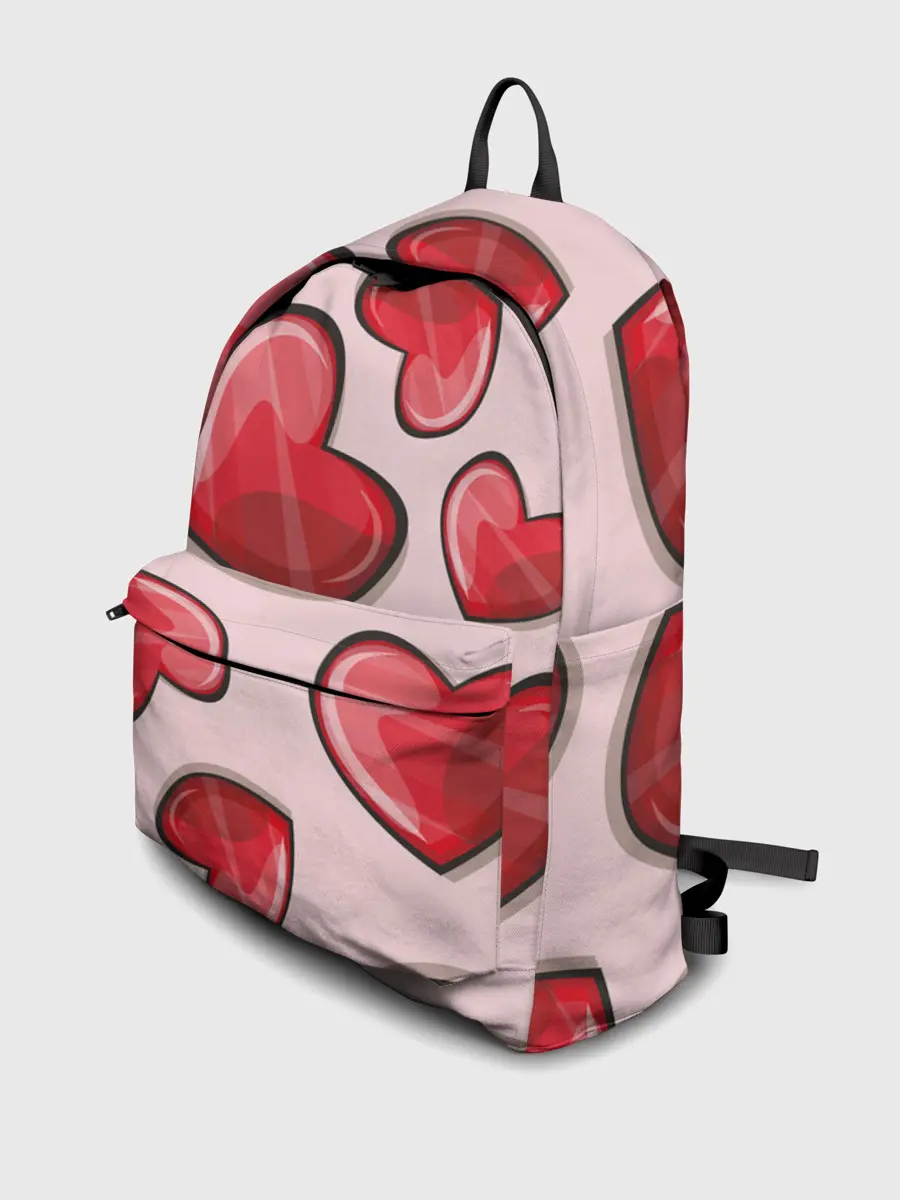 Рюкзак джинсовый / Узор Сердечки для влюбленных