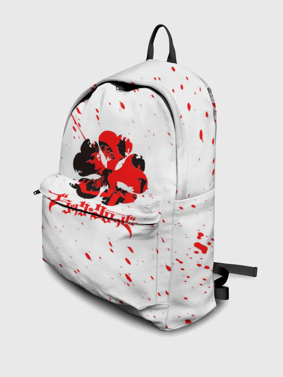 Рюкзак джинсовый / Логотип черный клевер с голубыми брызгами