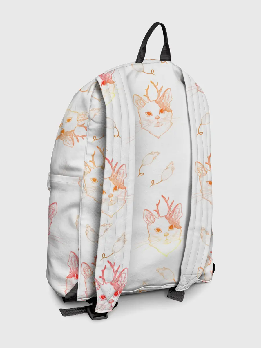 Рюкзак джинсовый / Рогатая кошка с мышами