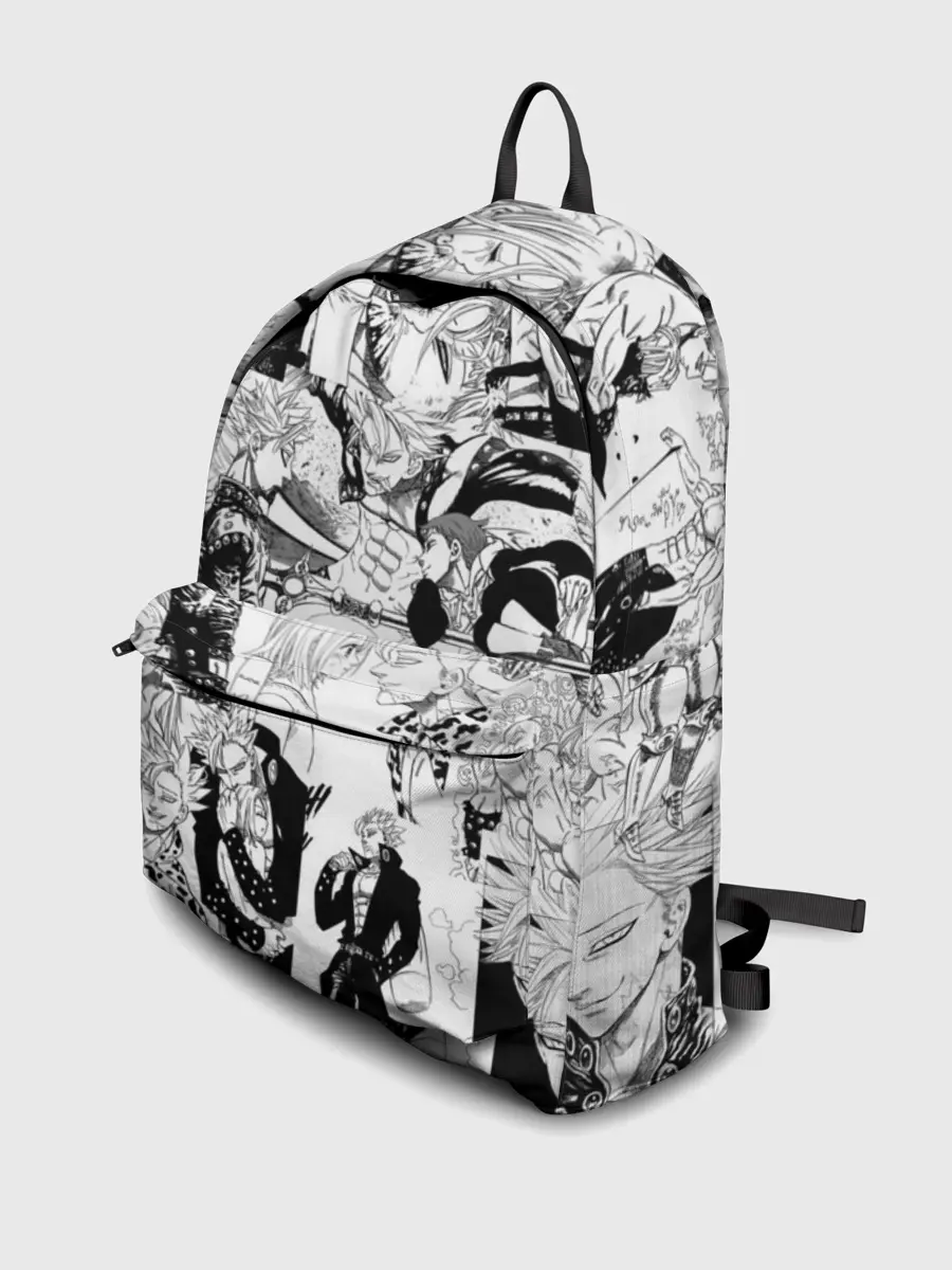 Рюкзак джинсовый / 7 СМЕРТНЫХ ГРЕХОВ. Манга-паттерн