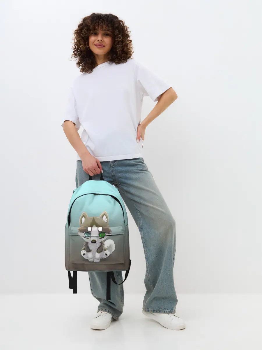 Рюкзак джинсовый / Малыш хаски