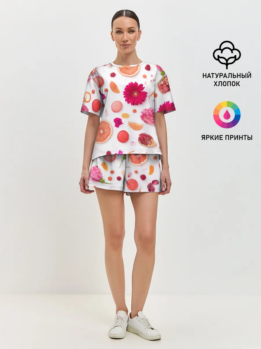 Женская пижама с шортами / Фрукты