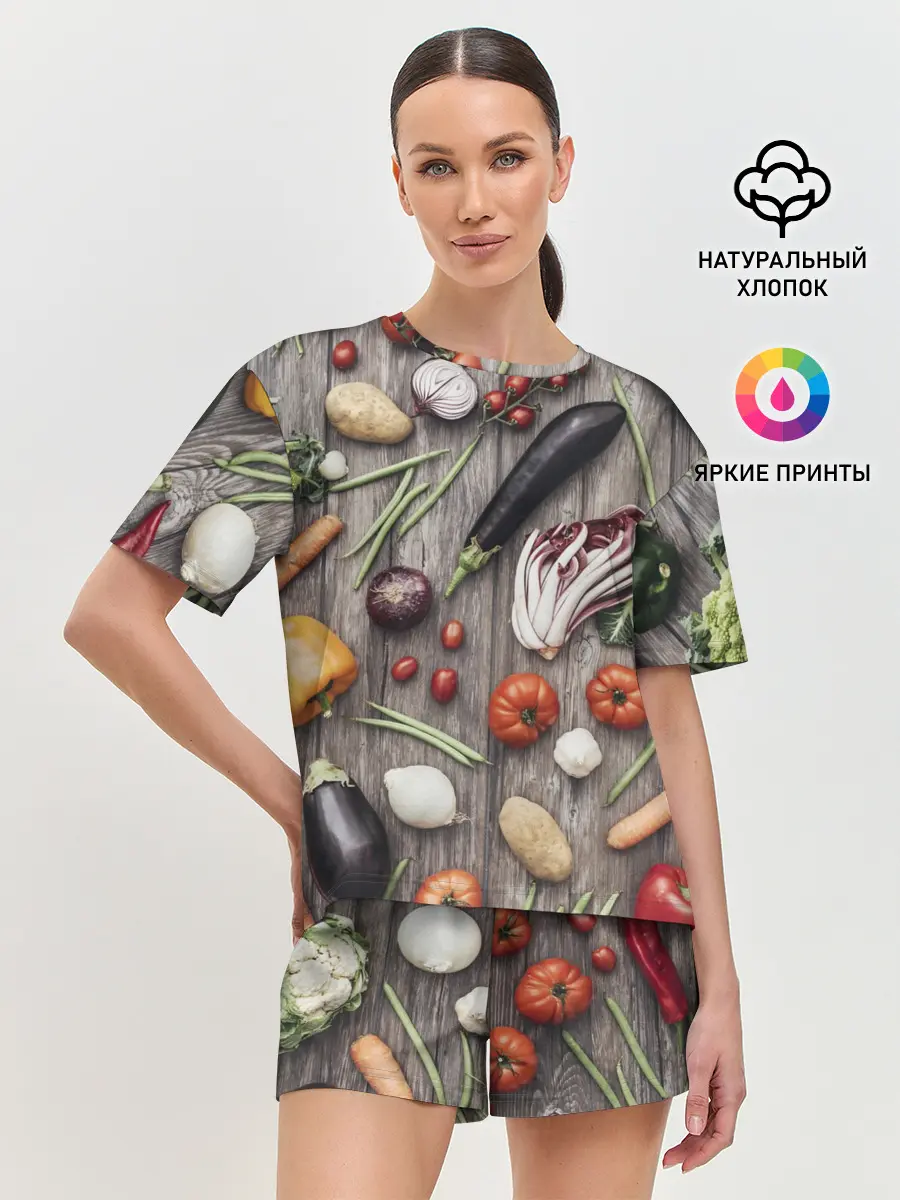 Женская пижама с шортами / Еда