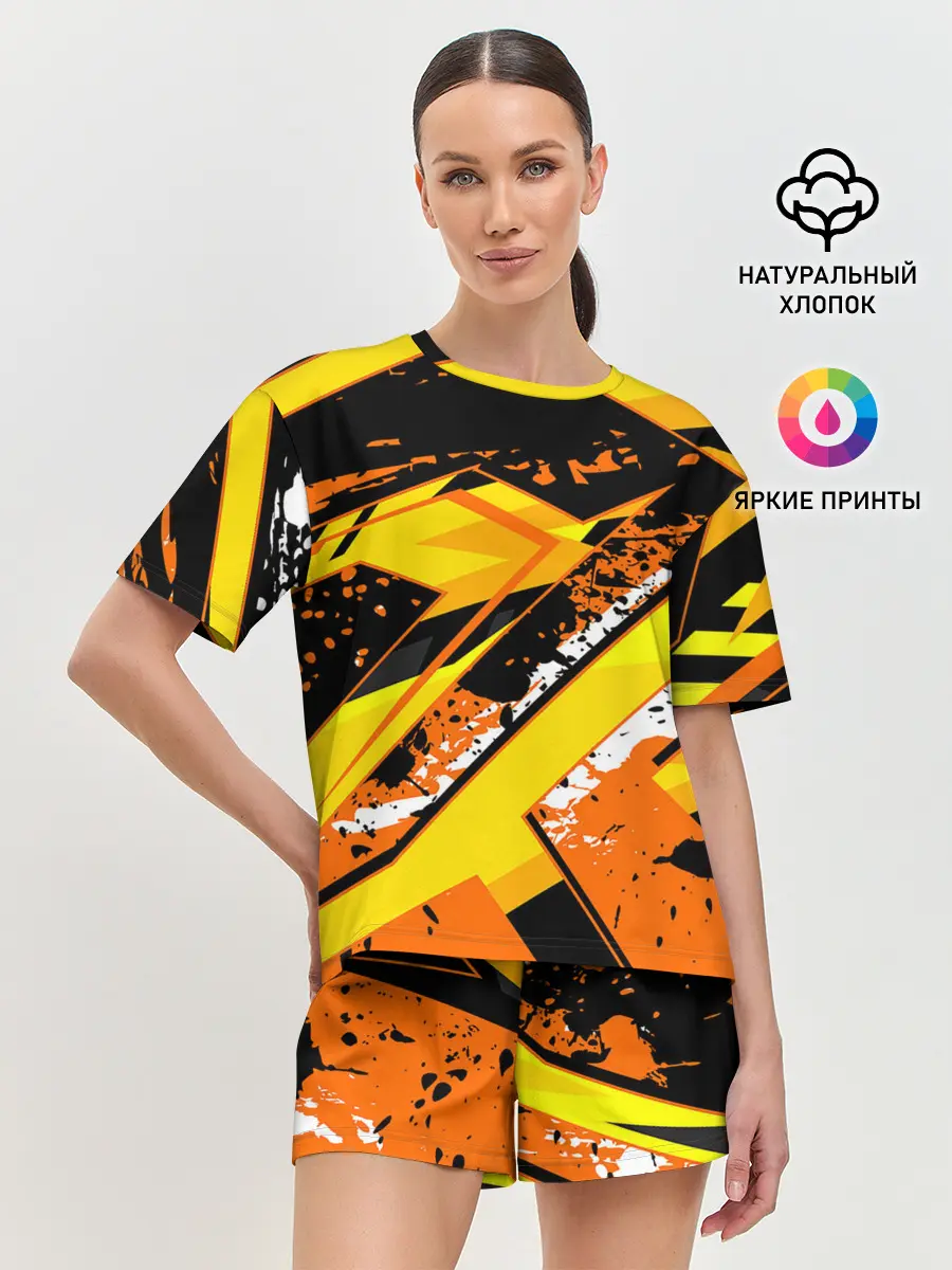 Женская пижама с шортами / orange cheeky rust