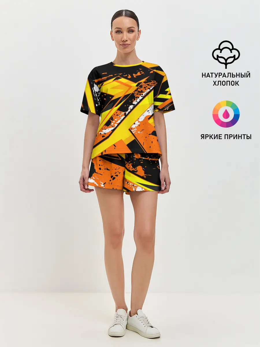 Женская пижама с шортами / orange cheeky rust