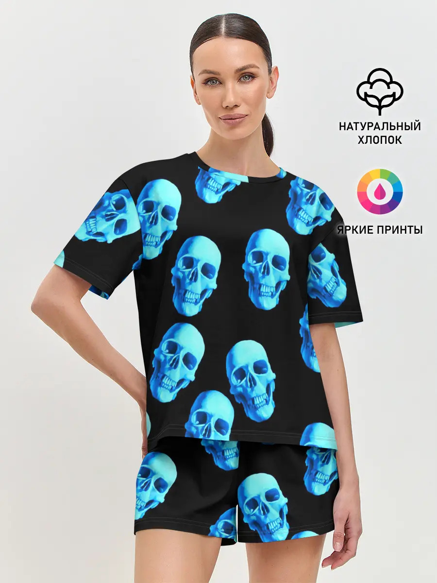Женская пижама с шортами / Черепа стиль