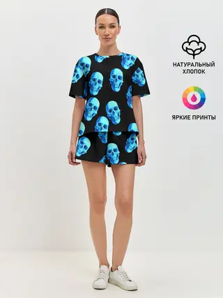 Женская пижама с шортами / Черепа стиль