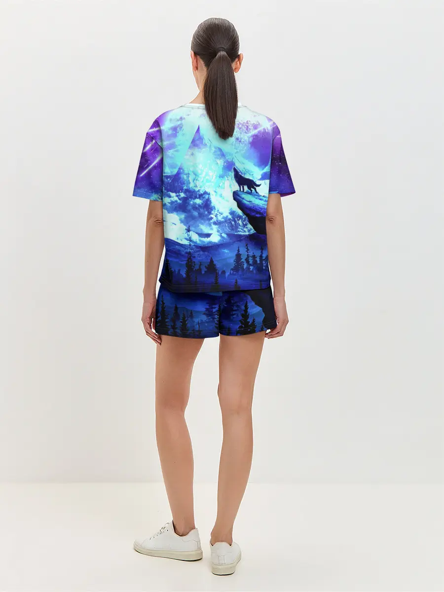 Женская пижама с шортами / Ночь Волк Луна