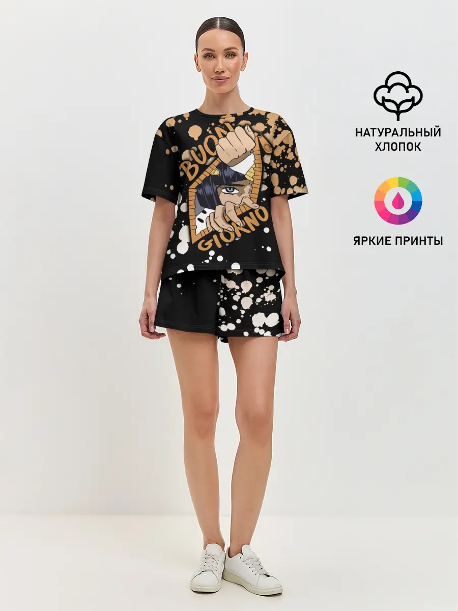 Женская пижама с шортами / Buon Giorno коричневые брызги