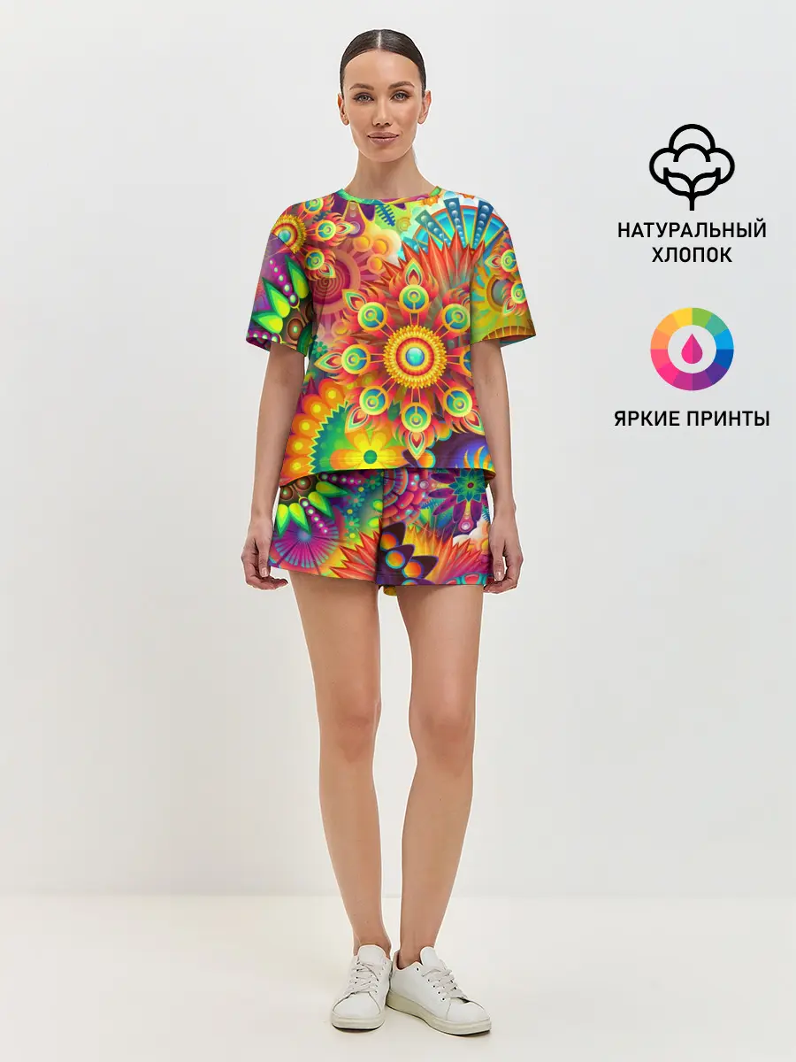 Женская пижама с шортами / Психоделия | Яркая