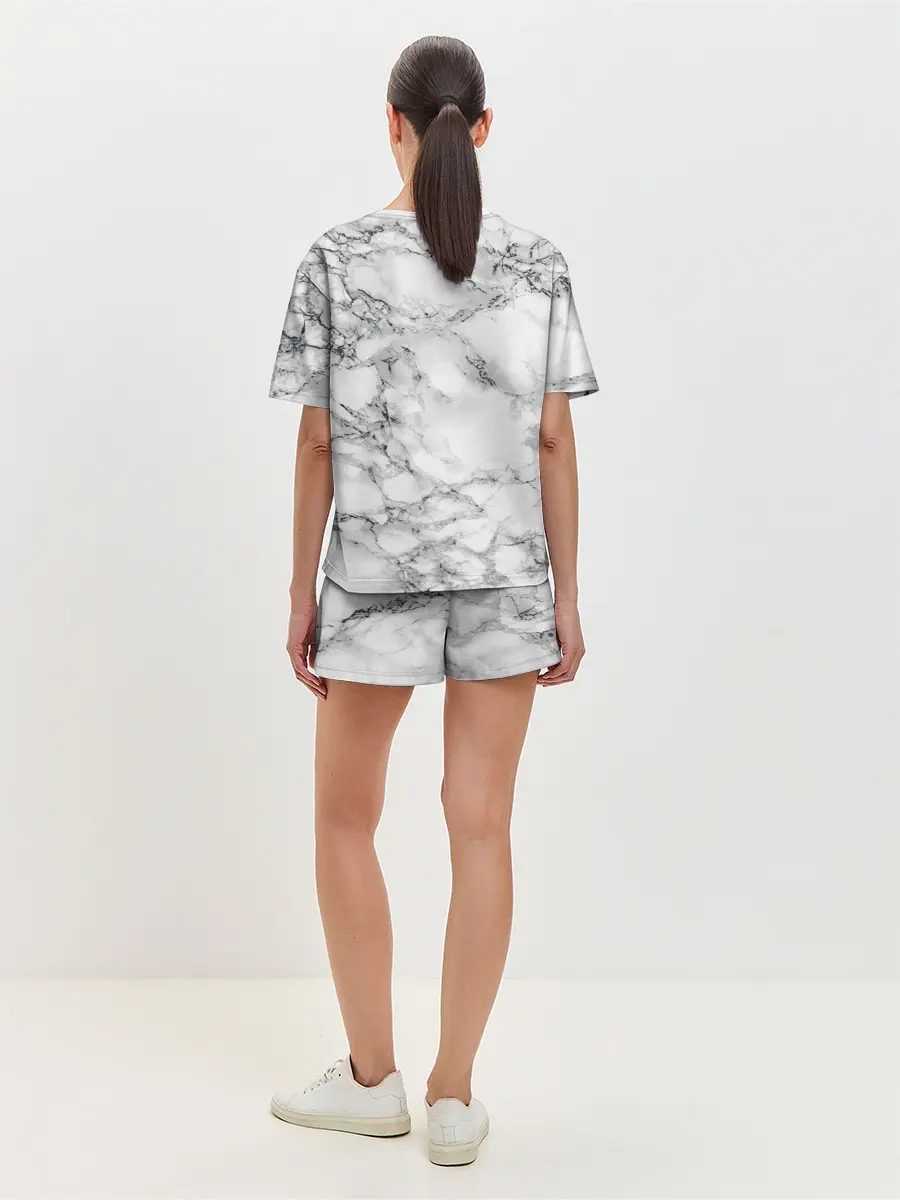 Женская пижама с шортами / Мрамор