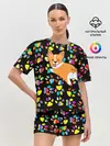 Женская пижама с шортами / Корги | Цветные лапки