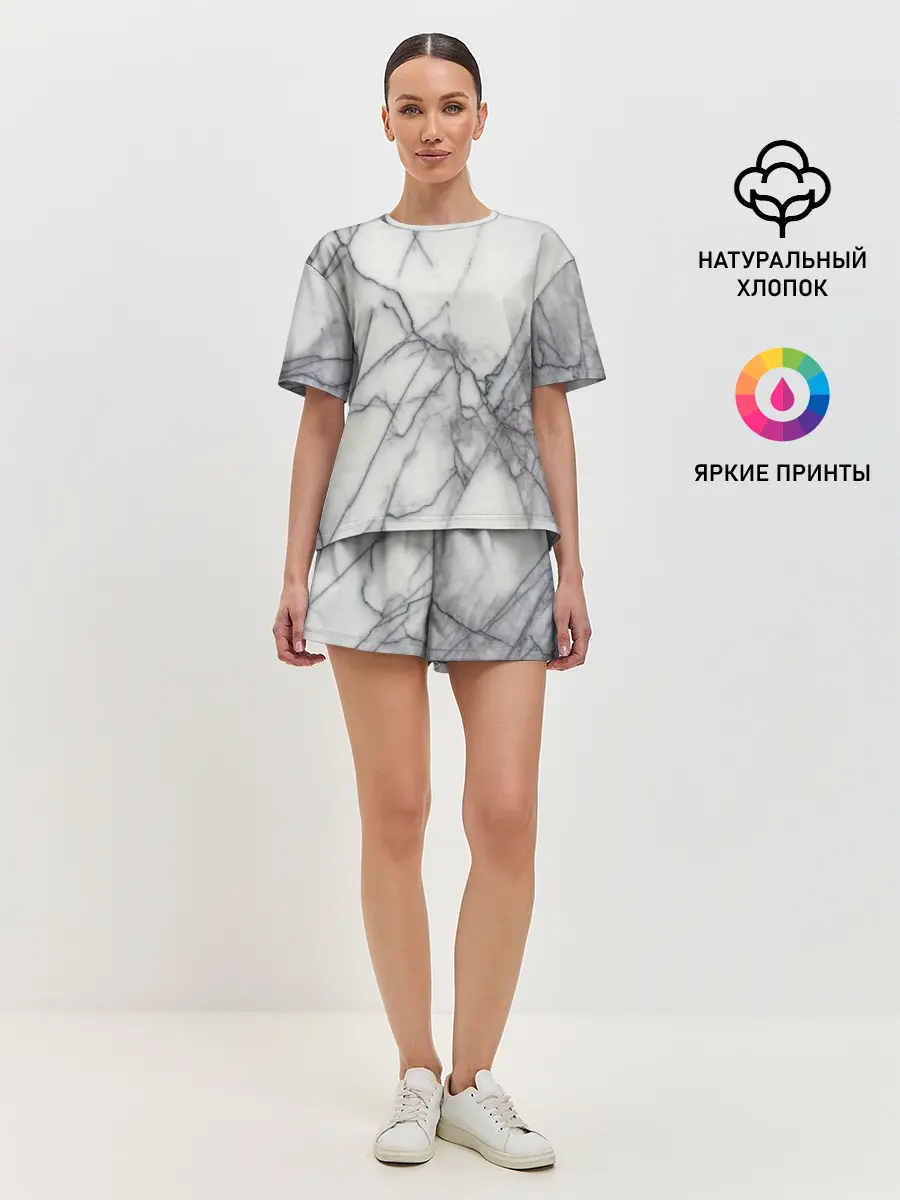 Женская пижама с шортами / Мрамор