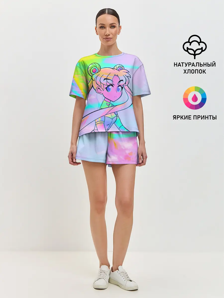 Женская пижама с шортами / ЦВЕТНАЯ МУН