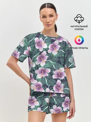 Женская пижама с шортами / Тропический цветок