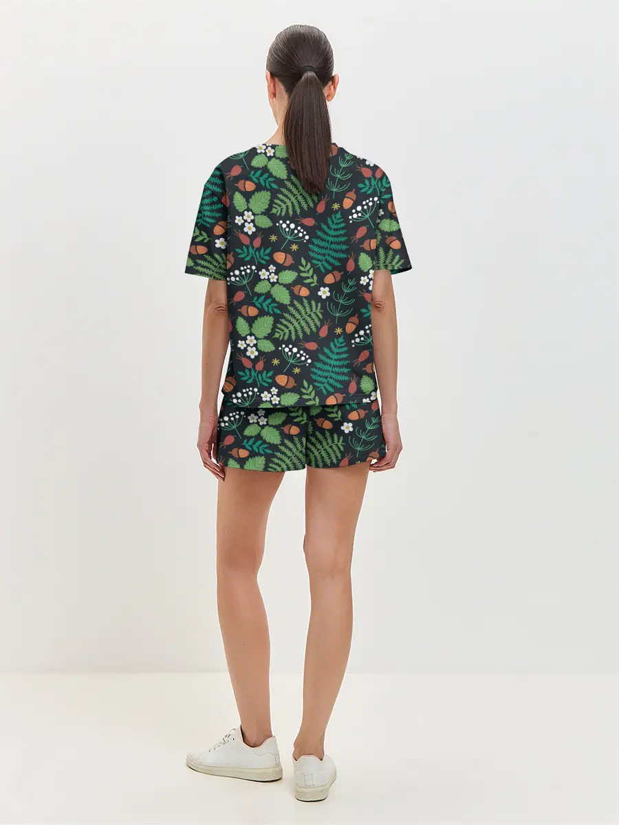 Женская пижама с шортами / Forest leaves
