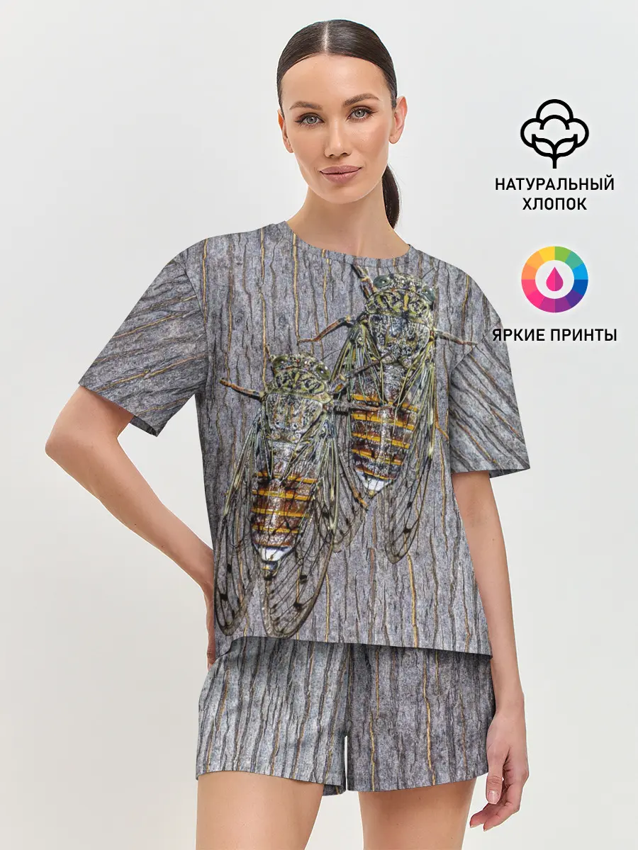 Женская пижама с шортами / Цикады