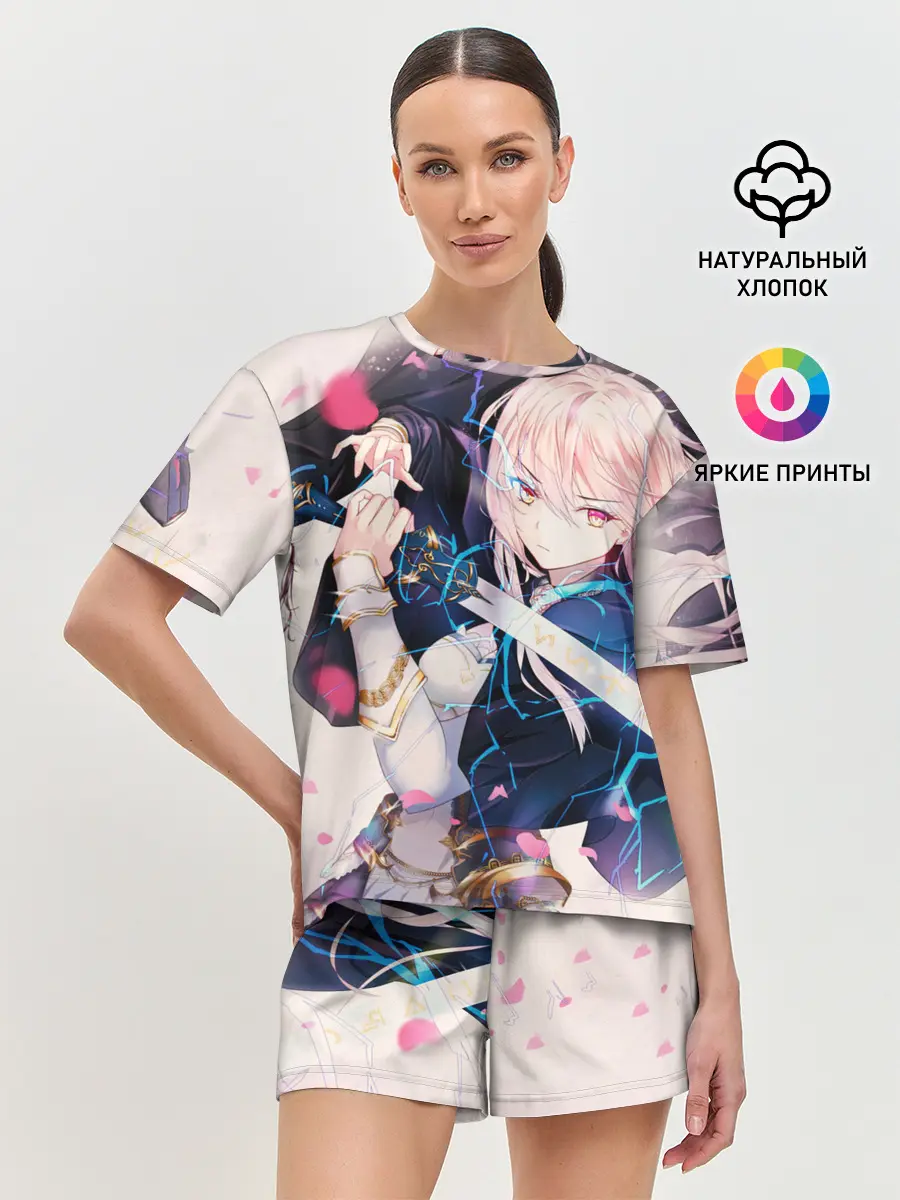 Женская пижама с шортами / Girl with katana