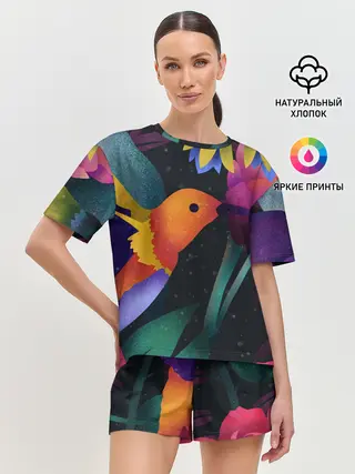 Женская пижама с шортами / Колибри