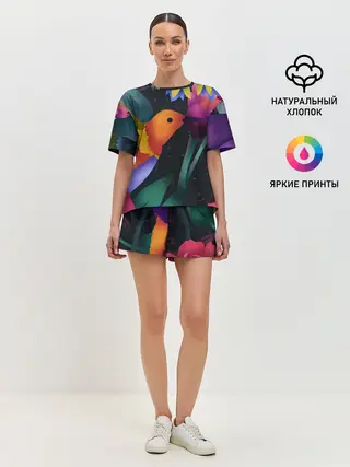 Женская пижама с шортами / Колибри
