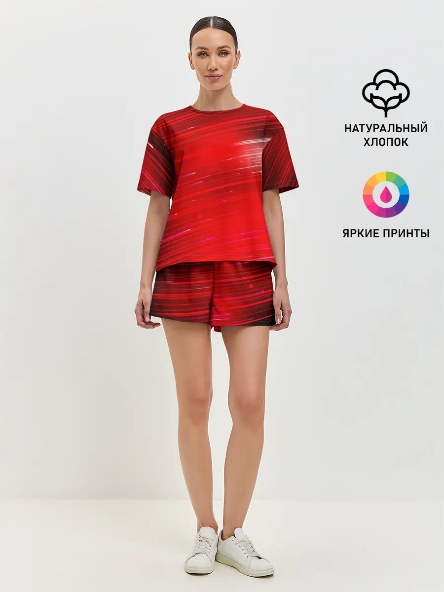 Женская пижама с шортами / Красный свет