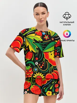 Женская пижама с шортами / Цветы