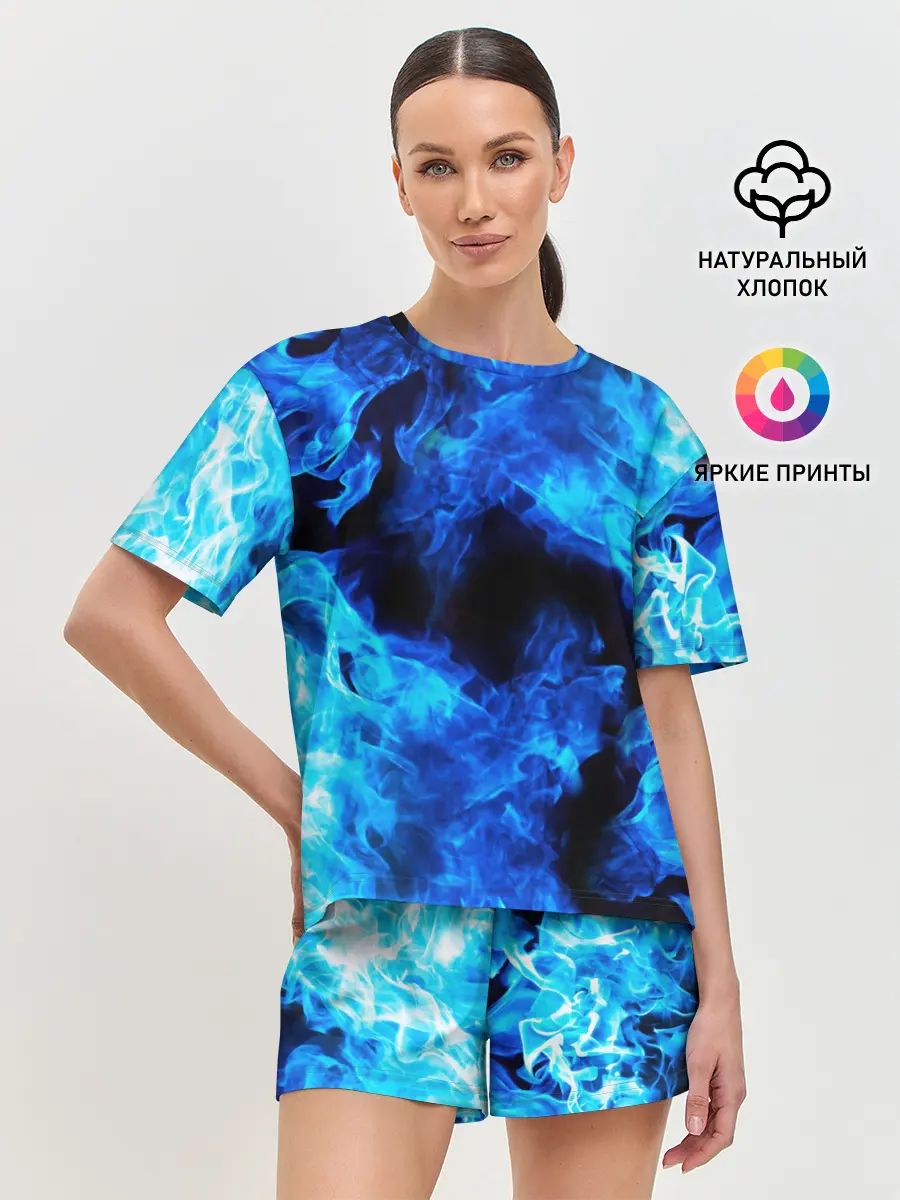 Женская пижама с шортами / СИНИЙ ОГОНЬ | BLUE FIRE