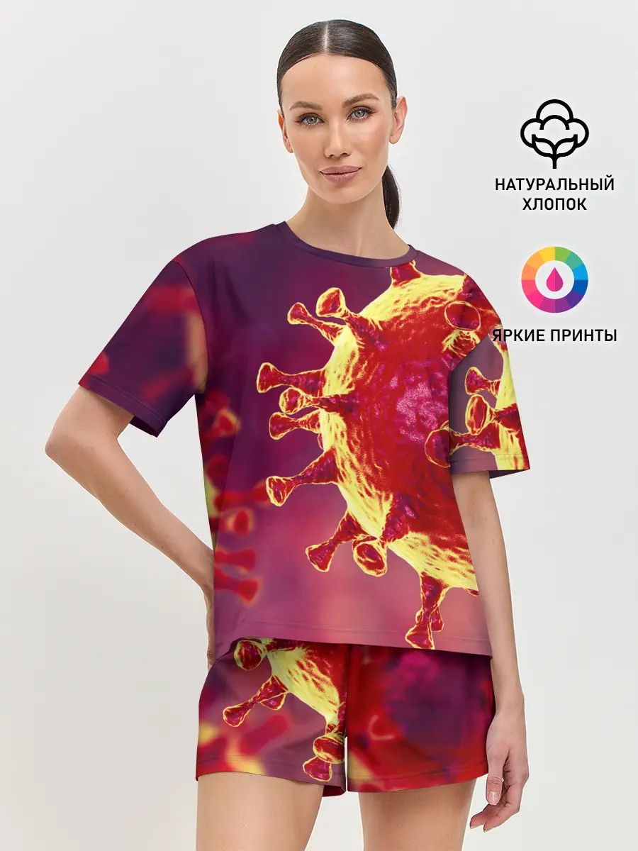 Женская пижама с шортами / Коронавирус