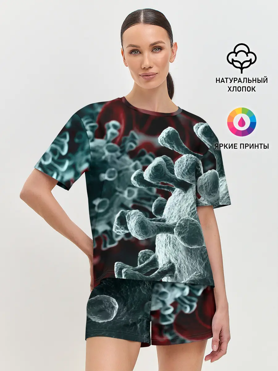 Женская пижама с шортами / Коронавирус