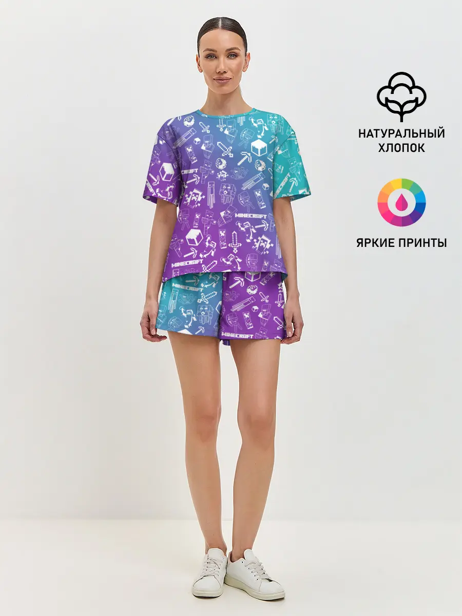 Женская пижама с шортами / Minecraft pattern