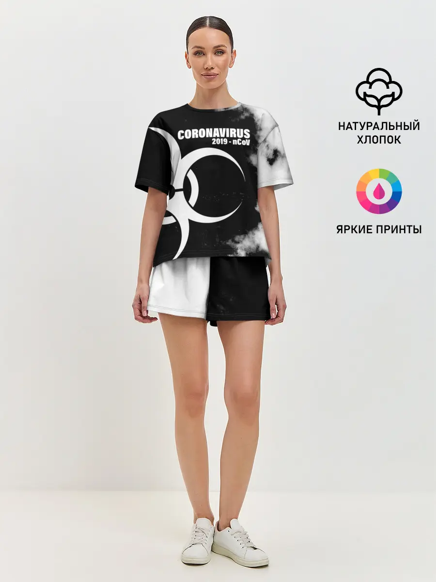 Женская пижама с шортами / Coronavirus 2019 - nCoV