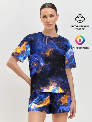 Женская пижама с шортами / Космос