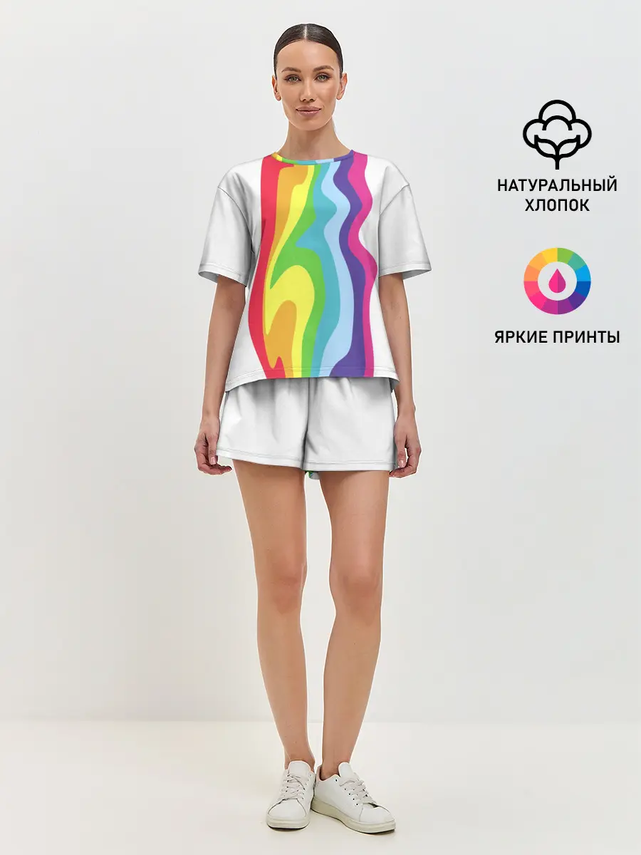 Женская пижама с шортами / Радуга