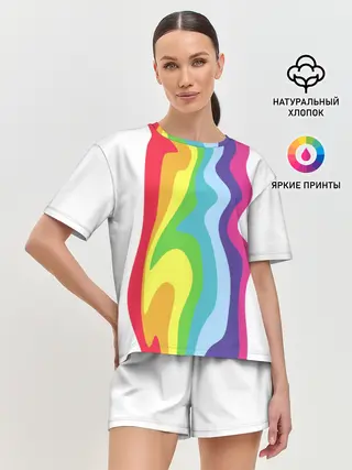 Женская пижама с шортами / Радуга