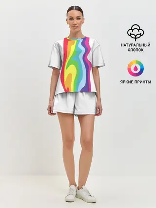 Женская пижама с шортами / Радуга