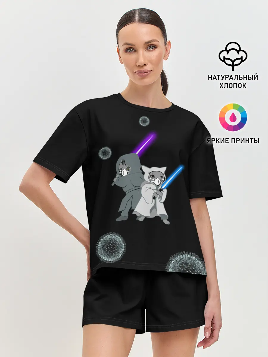 Женская пижама с шортами / Котики vs Вирус