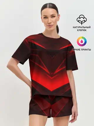 Женская пижама с шортами / GEOMETRY STRIPES | КРАСНАЯ ГЕОМЕТРИЯ