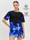 Женская пижама с шортами / СИНИЙ ОГОНЬ ГЛИТЧ | BLUE FIRE GLITCH