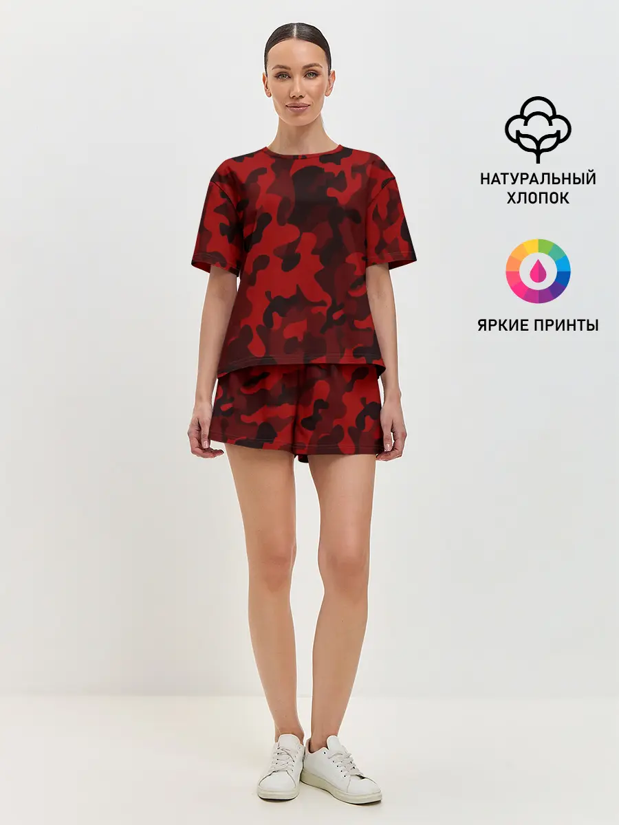 Женская пижама с шортами / RED MILITARY | КРАСНЫЙ КАМУФЛЯЖ